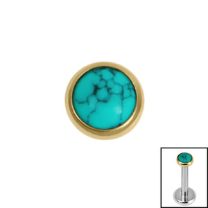 Titanium Bezel Set Turquoise Stone Top for Internal Thread shafts in 1.2mm