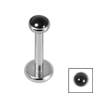 Titanium Internally Threaded Labrets 1.2mm - Titanium Bezel Set Black Onyx Stone Top
