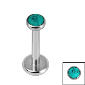 Titanium Internally Threaded Labrets 1.2mm - Titanium Bezel Set Turquoise Stone Top