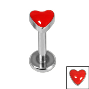 Titanium Internally Threaded Labrets 1.2mm - Steel Queen of Hearts