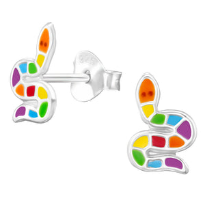 Sterling Silver Rainbow Snake Ear Stud Earrings ES92