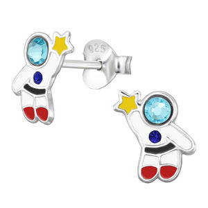 Sterling Silver Spaceman Ear Stud Earrings ES71