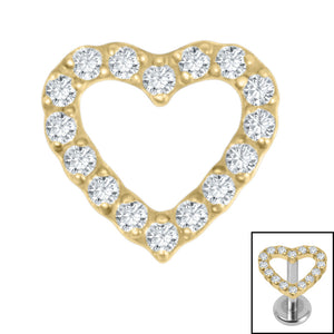 Titanium Pave Set Jewelled Everlasting Heart for Internal Thread shafts in 1.2mm