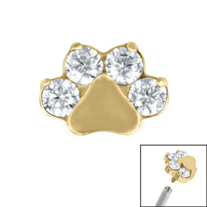 Titanium Claw Set Jewelled Paw Print for Internal Thread shafts in 1.2mm