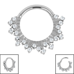 Titanium Galaxy Jewelled Hinged Clicker Ring