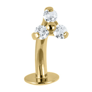 Titanium Threadless Floating Navel Bar - Titanium Jewelled Trinity 1.6mm