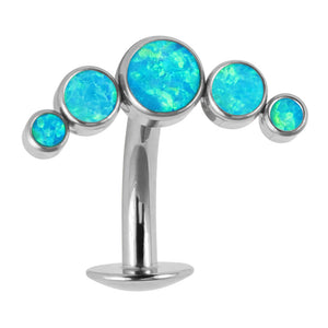 Titanium Threadless Floating Navel Bar - Titanium Bezel Set 5 Opal Crescent 1.6mm