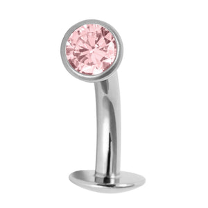 Titanium Threadless Floating Navel Bar - Titanium Bezel Set Jewelled Ball 1.6mm