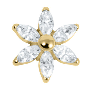 Titanium Claw Set Jewelled Lily Flower for Internal Thread shafts in 1.2mm