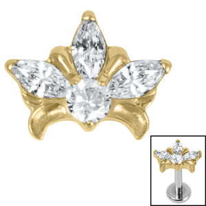 Titanium Claw Set Jewelled Water Lily for Internal Thread shafts in 1.2mm