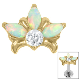 Titanium Claw Set Opal and Jewel Water Lily for Internal Thread shafts in 1.2mm