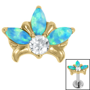 Titanium Claw Set Opal and Jewel Water Lily for Internal Thread shafts in 1.2mm