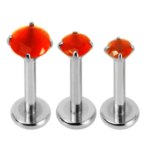 Titanium Triple Piercing with Titanium Tops - Internally Threaded Claw Set Natural Gemstone Tops 1.2mm