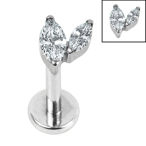 Titanium Internally Threaded Labrets 1.2mm - Titanium Claw Set Marquise Duo Top