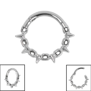 Titanium Spiked Chain Hinged Clicker Ring