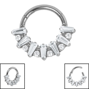 Titanium Claw Set Moonlight Jewelled Hinged Clicker Ring