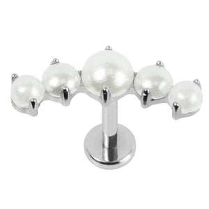 Titanium Internally Threaded Labrets 1.2mm - Titanium Claw Set Grace Pearl Crescent