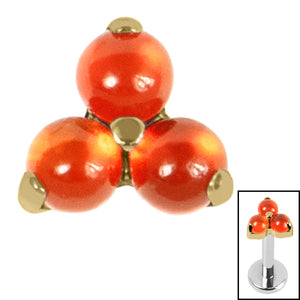 Titanium Claw Set Carnelian Trinity stone top for Internal Thread shafts in 1.2mm