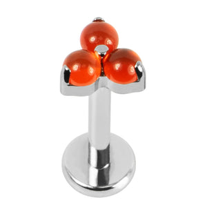 Titanium Internally Threaded Labrets 1.2mm - Titanium Claw Set Carnelian Trinity stone top