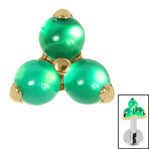 Titanium Claw Set Aventurine Trinity stone top for Internal Thread shafts in 1.2mm