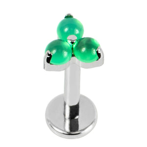 Titanium Internally Threaded Labrets 1.2mm - Titanium Claw Set Aventurine Trinity stone top