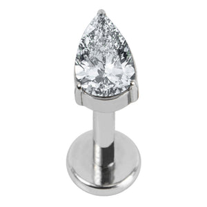 Titanium Internally Threaded Labrets 1.2mm - Titanium Claw Set Teardrop Jewel