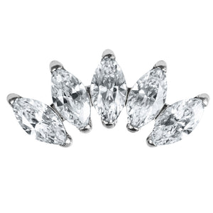 Titanium Threadless (Bend fit) Titanium Claw Set 5 Jewelled Marquise Fan