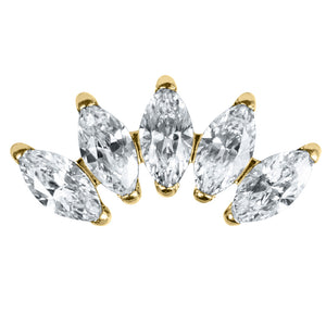 Titanium Threadless (Bend fit) Titanium Claw Set 5 Jewelled Marquise Fan