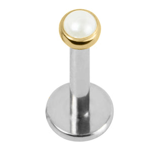 Titanium Threadless Labrets - Gold Titanium (Bend-fit) Pearl Disks