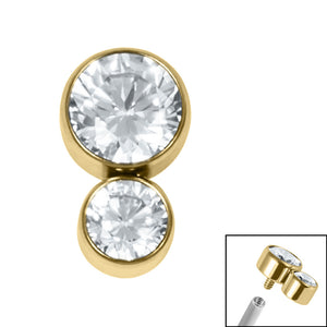 Titanium Bezel Set Duo Jewel Top for Internal Thread shafts in 1.2mm