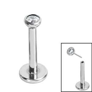Titanium Threadless Labrets - Titanium (Bend-fit) Bezel Set Jewelled Balls 1.2mm Gauge