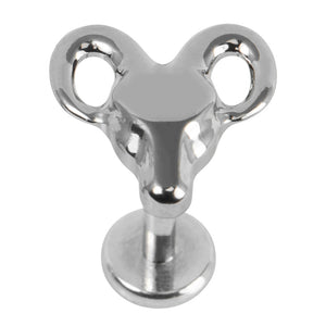 Titanium Internally Threaded Labrets 1.2mm - Titanium Rams Head