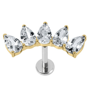 Titanium Internally Threaded Labrets 1.2mm - Titanium Claw Set Jewelled Diadem
