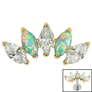 Titanium Threadless (Bend fit) (Infinity) Claw Set 5 Marquise Opal and Jewel Fan