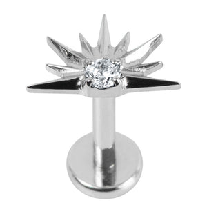 Titanium Internally Threaded Labrets 1.2mm - Titanium Claw Set Jewelled Radiant Sunset