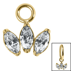 Titanium Charm - Claw Set 3 Jewel Marquise Fan