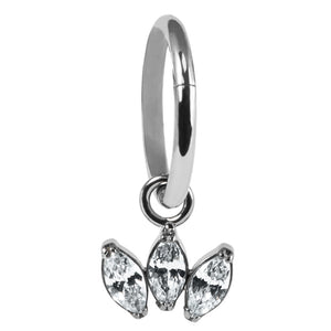 Titanium Hinged Segment Ring with Titanium Claw Set 3 Jewel Marquise Fan