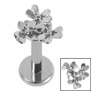 Titanium Internally Threaded Labrets 1.2mm - Steel Posy Of Flowers