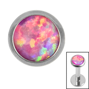 Titanium Threadless (Bend fit) (Infinity) Bezel Set Opal Disk
