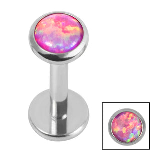 Titanium Threadless Labrets - Titanium (Bend-fit) (Infinity) Bezel Set Opal Disk
