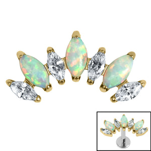 Titanium Internal 7 Opal and Jewelled Marquise Crown Top