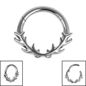 Titanium Buck Antlers Hinged Ring