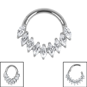 Titanium Raindrop Cluster Marquise Hinged Ring