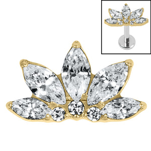 Titanium Internal Jewelled Lotus Marquise Fan Top