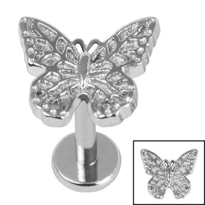 Titanium Internally Threaded Labrets 1.2mm - Steel Monarch Butterfly