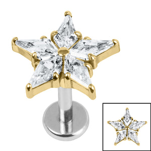 Titanium Internally Threaded Labrets 1.2mm - Titanium Jewelled Galaxy Star