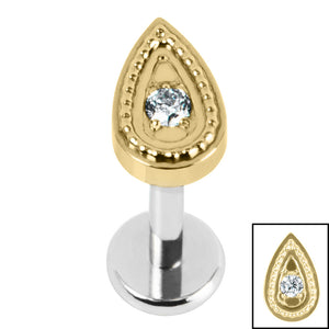 Titanium Internally Threaded Labrets 1.2mm - Titanium Jewelled Persian Teardrop