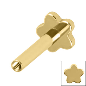 Titanium Internal Thread Labret Post with Flower Base 1.2mm