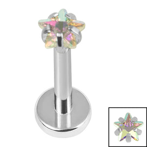 Titanium Internally Threaded Labrets 1.2mm - Titanium 3mm Claw Set CZ Jewelled Star