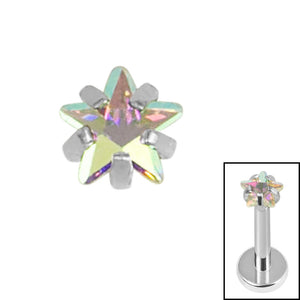 Titanium Claw Set CZ Jewelled Star for Internal Thread Shafts in 1.2mm